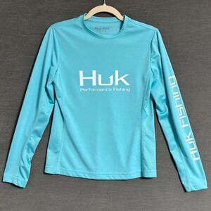 Huk Fishing Shirt Womens Small Blue Performance Long Sleeve Mesh Back Outdoor